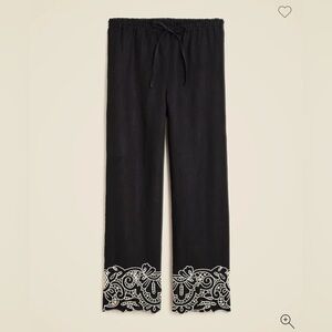 Black Lace Trim Women's Pants